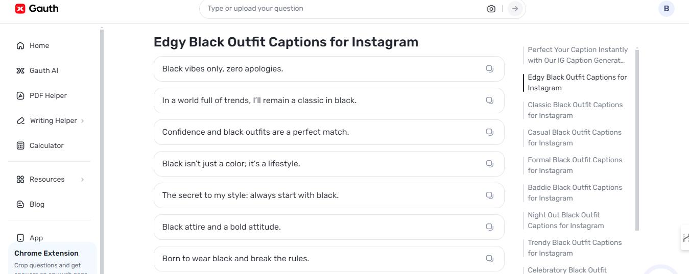 Creative Black Outfit Captions to Elevate Your Instagram Game: How Gauth Can Help